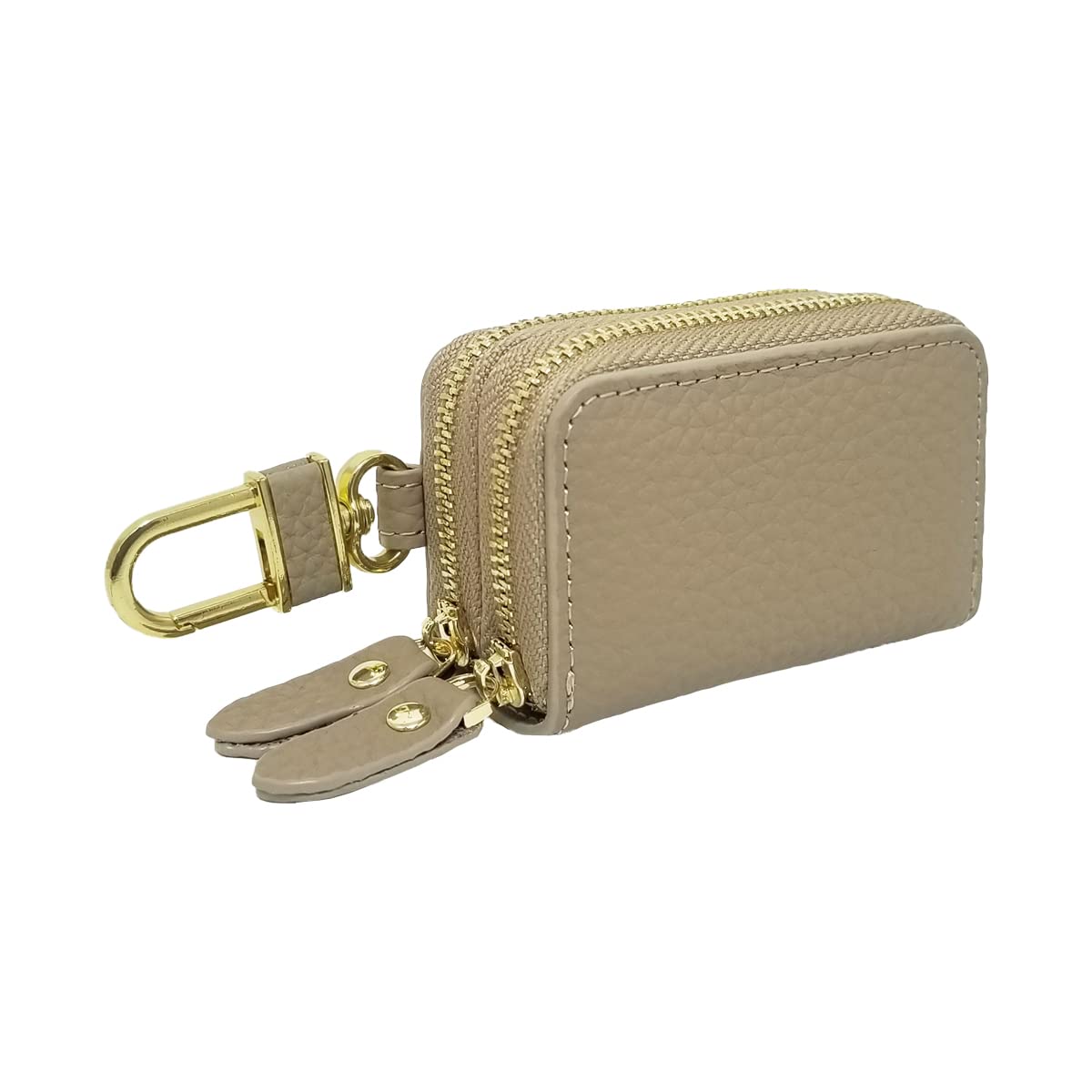 

Gisele Key Smart Key Holds 2 Genuine Key Key Double Simple Design Case, Case, Keys, Leather, Ring, Chain, Zipper, Carabiner, Compact, (Greige)