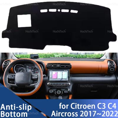 Armaturenbrettabdeckung Lichtschutz Anti-Rutsch Schmutzabweisende Matte Pad Sonnenschutz Dashmat Schutz für Citroen C3 C4 Aircross 2017~2022 LHD RHD