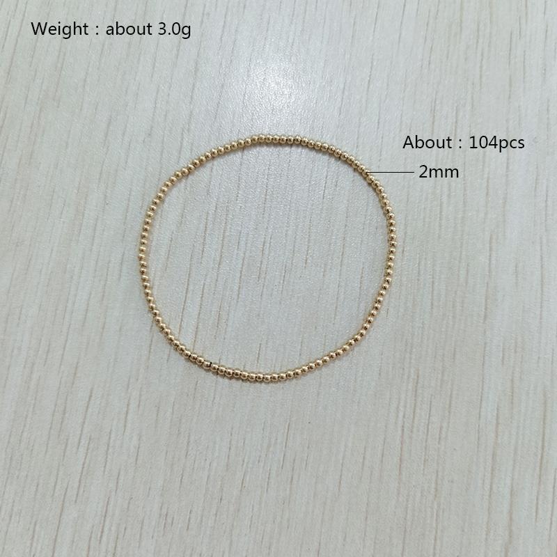 Fashion Jewelry Gold Plated Waterproof Metal Ball High Quality Smooth Diameter 3/4/6/8mm Elastic Stainless Steel Bracelet