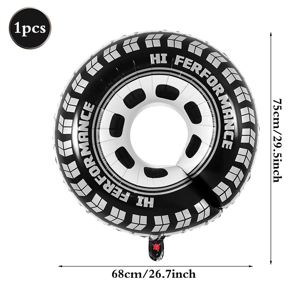 Racing Theme Party Decor Black and White Plaid Wheel Foil Balloon Sport Car Traffic Light Balloon Birthday Racing Party Supplies