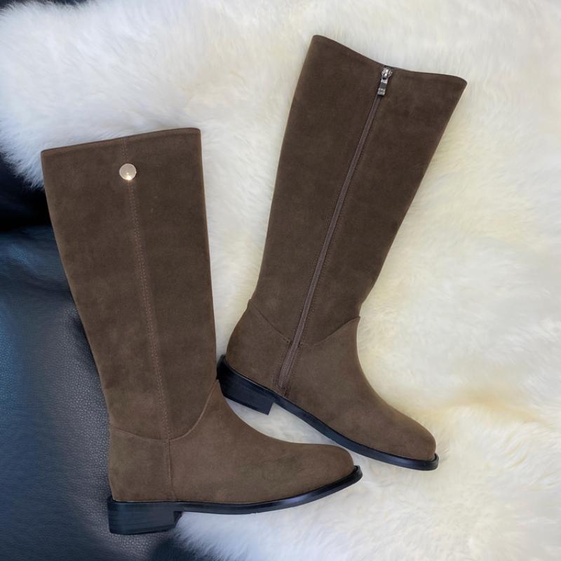 Vintage Flats Women Knee High Boots Fashion Side Zippers Shoes Autumn Winter Laides Concise Long Botas De Mujer