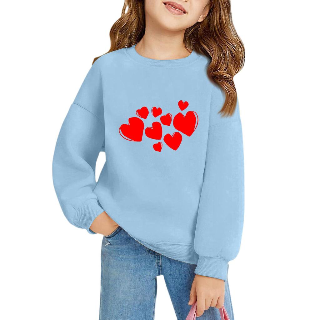 Mädchen Rundhals-Pullover für Kinder Bedruckte Baby-Oberteile Valentinstag