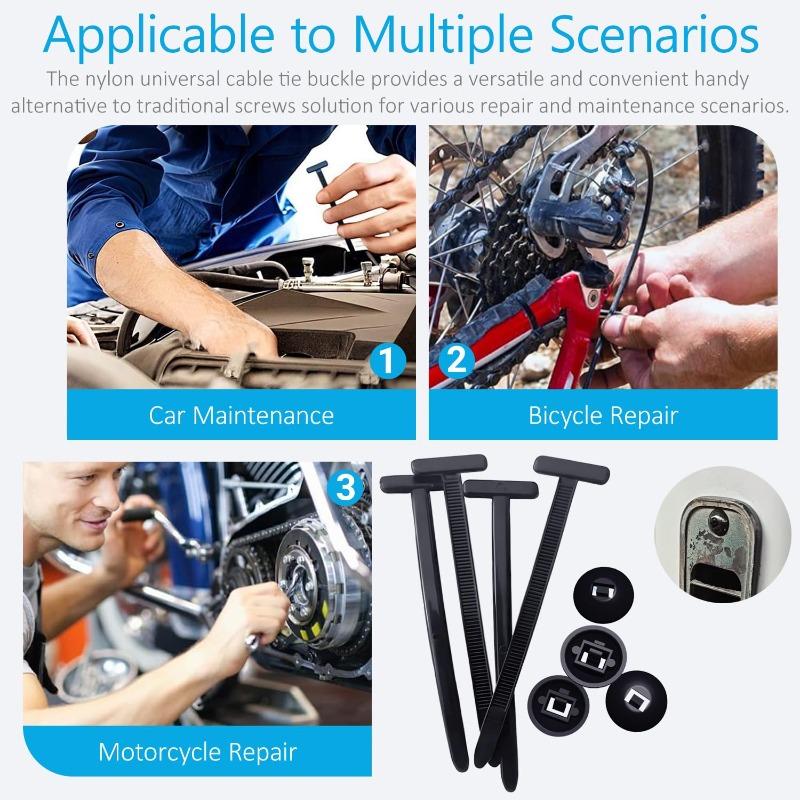 Nylon Universal Cable Tie Buckle-Heavy Duty Zip Ties Holder with Pin & Button Design Plastic Cable Ties Tool Fasteners Car Body