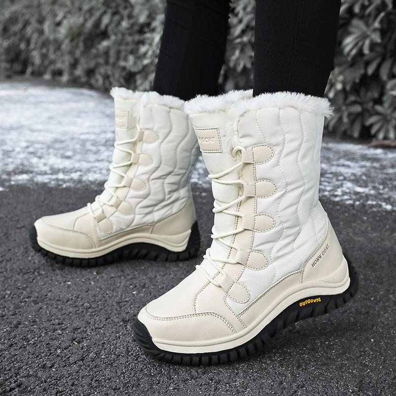 Northeast large size snow boots women's outdoor travel high-top cotton shoes women's medium boots winter