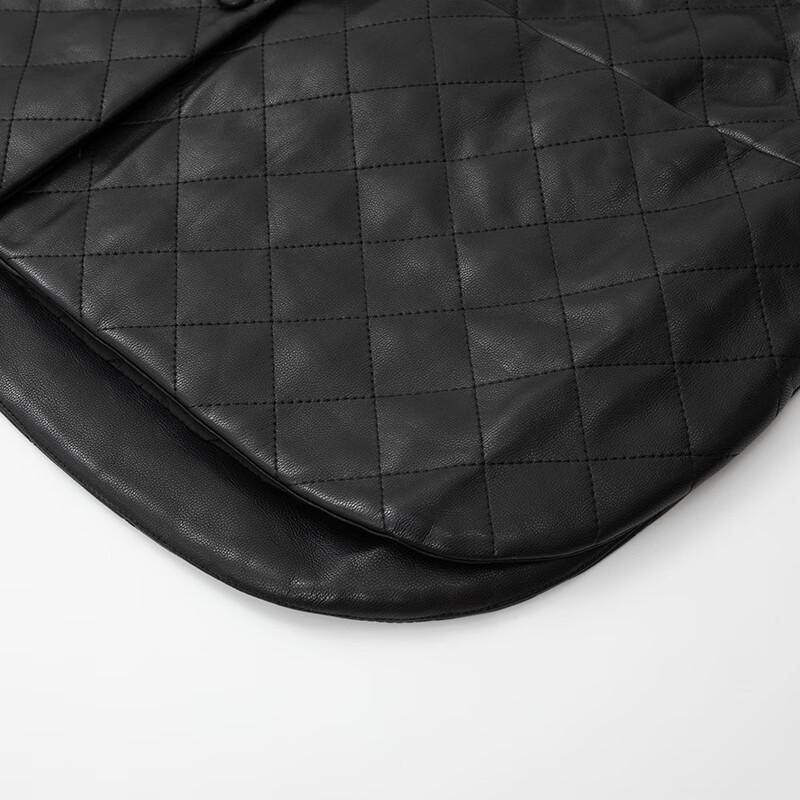 JOY SPEAKER Women's Diamond Grid Faux Leather Padded Jacket