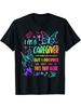 HSY Men's I Am A Caregiver Graphic TShirt Sm Retro Black with Colorful Butterfly & Heart Design Inspirational Quote Father's Day Gift Machine Washable