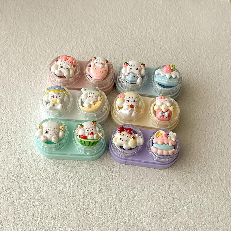 1pc Mini Contact Lens Case for Eyes Travel Kit Holder Cartoon Cute Cosmetic Contact Lenses Case Box Container Travel Accessaries