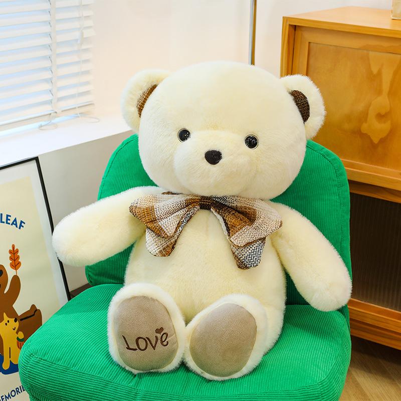 Big Bow Tie Teddy Bear Plush Toy Girl Birthday Gift Bay Window Ornament Home Throw Pillow Ring Gift