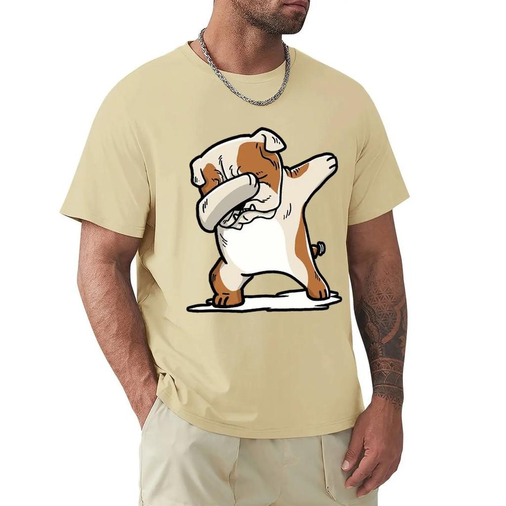 English Bulldog Cute Dabbing T Shirts Cartoon Graphic TShirts Cool Short Sleeve Clothing Streetwear T-Shirts Tee Tops