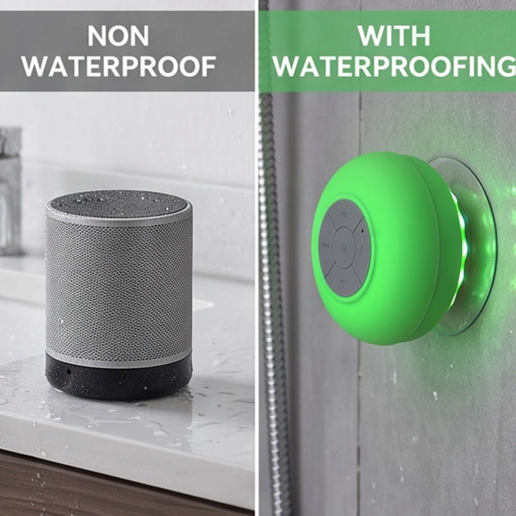 Mini Waterproof Bluetooth Speaker with Colorful Lights Suction Cup Wireless Shower Speaker for Bathroom Outdoor Desktop Use