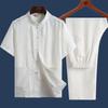 Men's Chinese-Style Summer Tang Suit: Short-Sleeve Linen Hanfu Robe for Middle-Aged and Elderly
