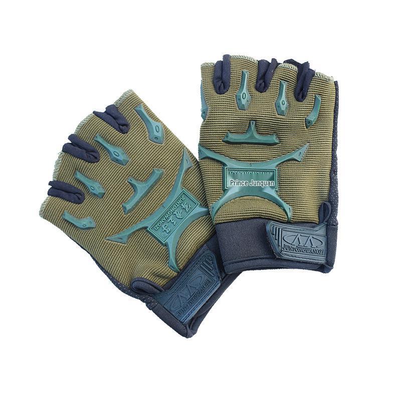 Kids' Half-Finger Camouflage Sports Gloves - Breathable & Protective for Summer Camping and Training