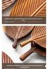 Walnut Leaf Wooden Tea Tray with Saucer & Snack Storage