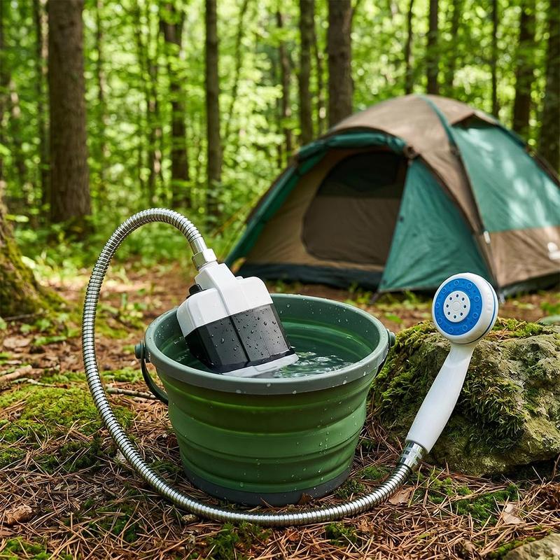 Outdoor Camp Shower Kit USB Rechargeable Electric Shower Portable Lightweight Design For Camping Travel Pet Car Washing Use