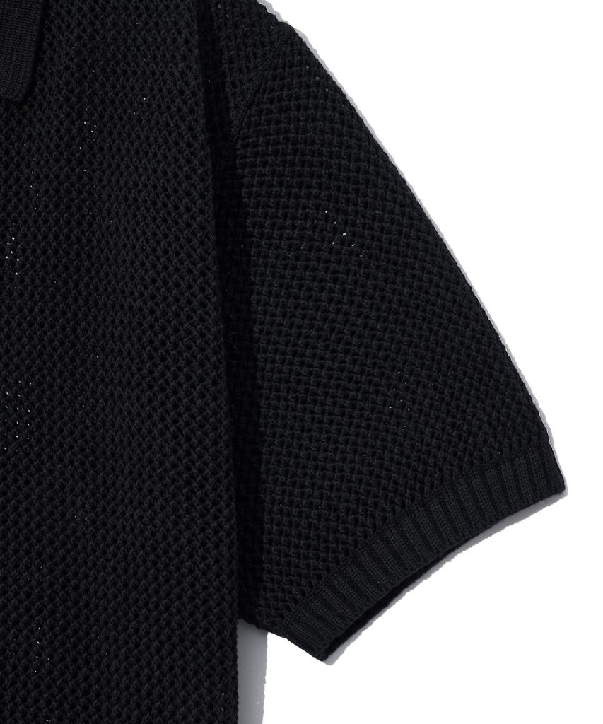 YALE Mesh Short Sleeve Polo Knit Black
