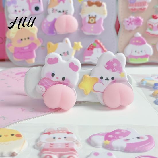 Sticker Basteln für Anfänger Niedlich 3D Puffy Kawaii Blasen Schaumstoff Sticker Puff Squishy Abnehmbar Bär Hase Handyhülle Notizbuch Scrapbooks DIY