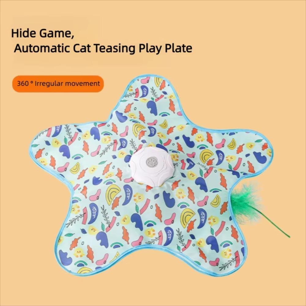 

Interactive Hide and Seek Interactive Cat Bite Resistance Relieve Boredom Pet Play Cover Starfish with Mouse Squeaky зелёный
