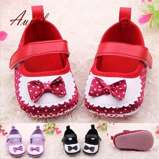 Purple 6-9 Month Soft Baby Shoes Polka Dots Trainers Shoes Soft Sole Bowknot Princess Prewalker for Infant Girls Baby