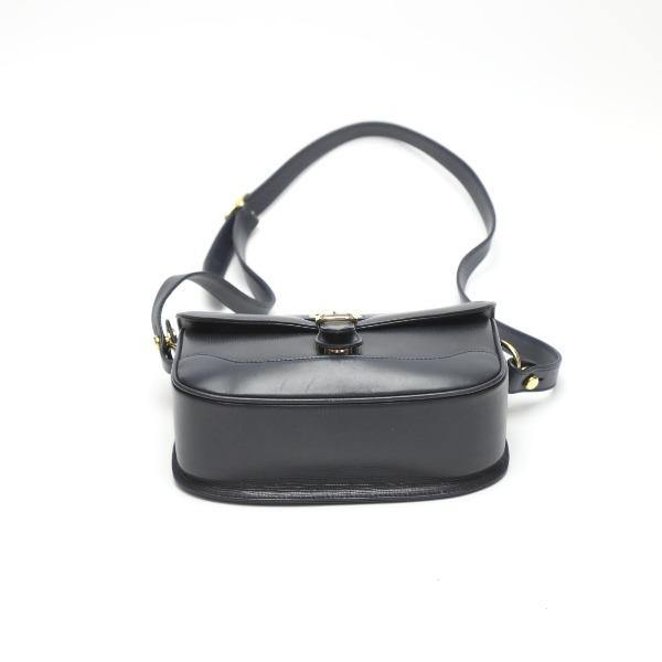 HUNTING WORLD LogoPlate Shoulder Bag Cross body Navy Leather Women Used