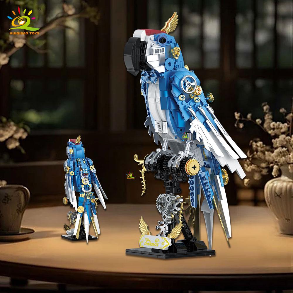 Non-Toxic 679Pcs Moc Mechanical Parrot Model Mini Building Block Animal Birds Series Technical Brick Children Toy Desk Decoration