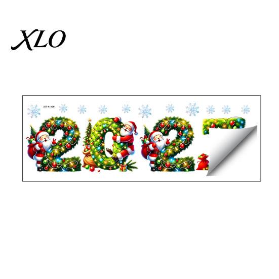 Seasonal Party Decorations 2027 Merry Christmas Window Cling, Santa Snowman Reindeer Glass Door Sticker, PVC Stickers Static Decal for Living