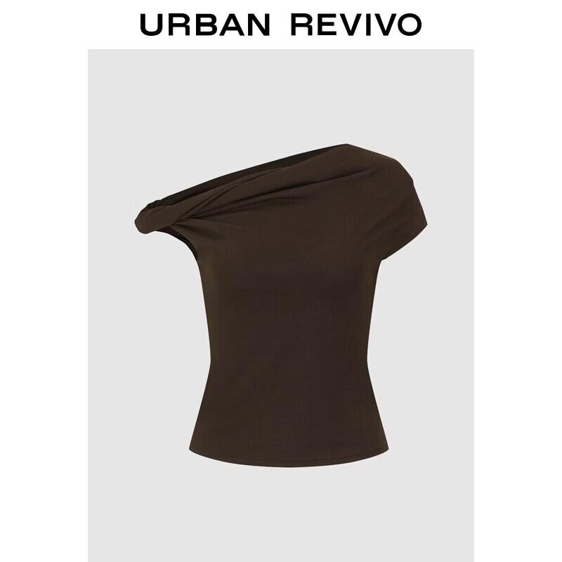 UR2026 Women s One-Shoulder Twisted Ruched Slim Fit T-Shirt S