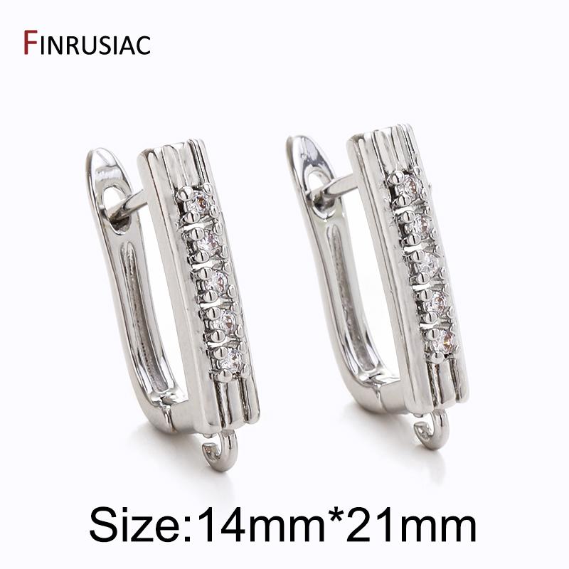 18K Gold Plated Brass Earring Fixtures,Zircon Shvenzy Ear Wire Earring Hooks For DIY Earring Jewelry Making Supplies Accessories