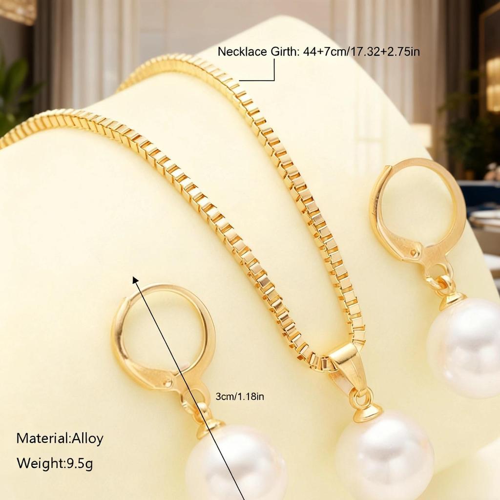 Elegantes Faux-Perlen-Halsketten- und Ohrring-Set im europäischen und amerikanischen Stil