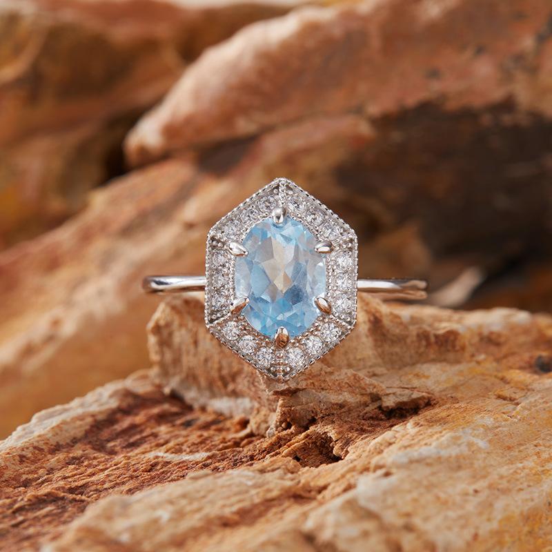 S925 Sterling Silver Natural Color Treasure Citrine Amethyst Ring Female Topaz Peridot Earrings Index Finger Ring