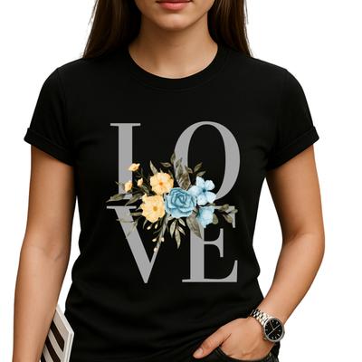 Love T-Shirt Mens Womens Tees Top – Floral Love Tee, 100% Cotton, Cute Love Shirt, Gift For Fiancé