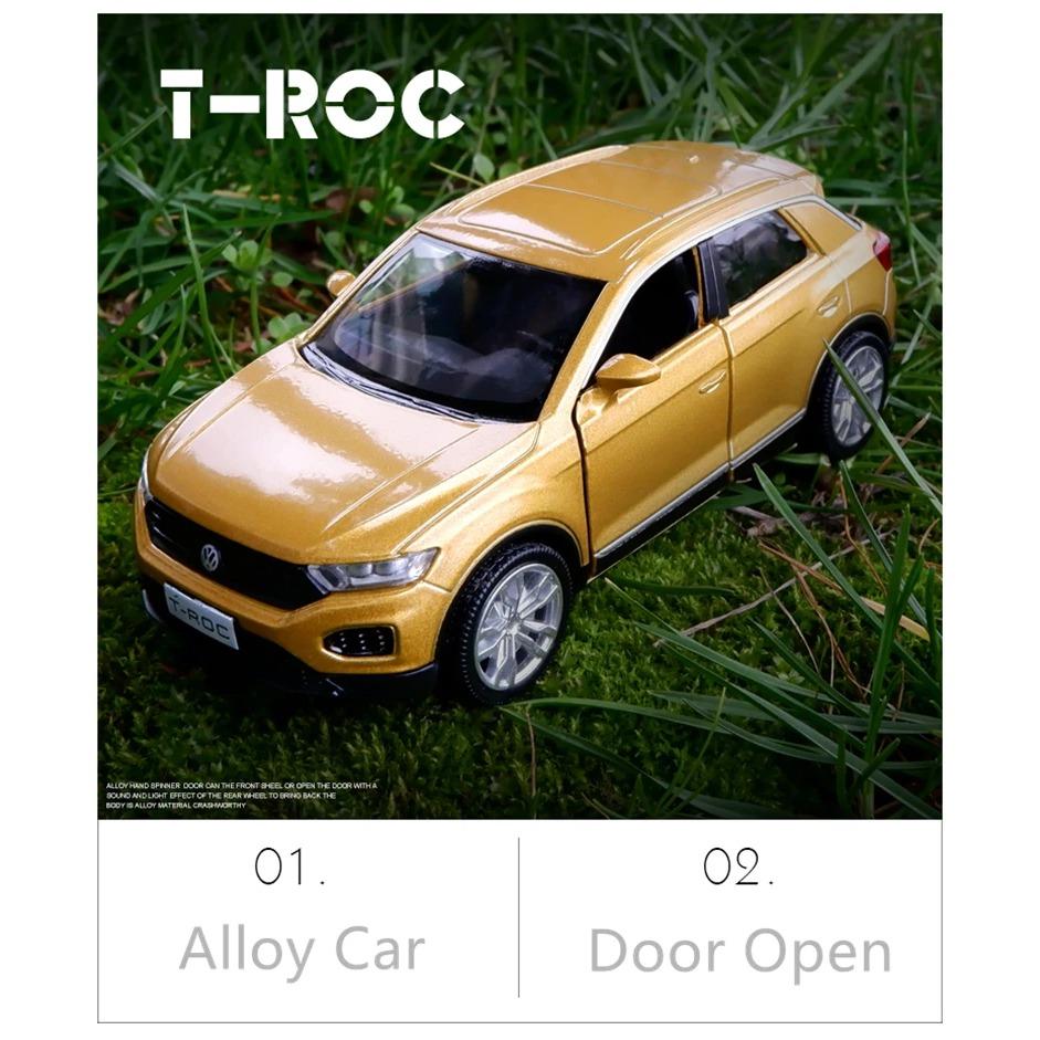 Měřítko 1/36 T-ROC SUV Model auta ze slitiny Diecast Kovová mini vozidla Model auta Simulace Kolekce Dětské hračky Dárek Dekorace