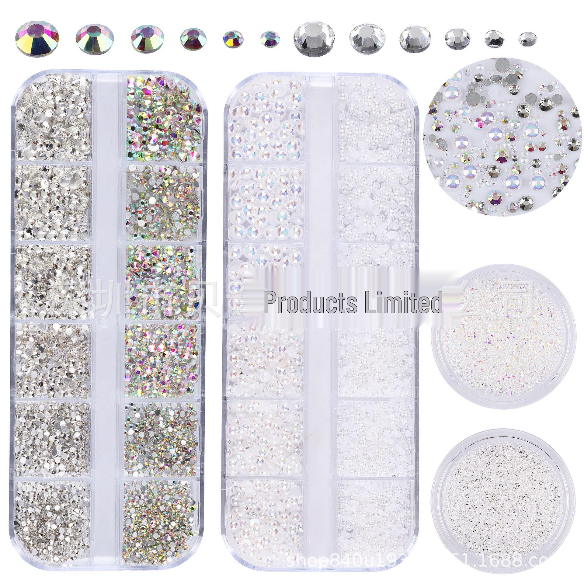 Cross-Border Nail Art Glitter Set: Semi-Pearl AB Rhinestones & Micro-Drill Nail Accessories