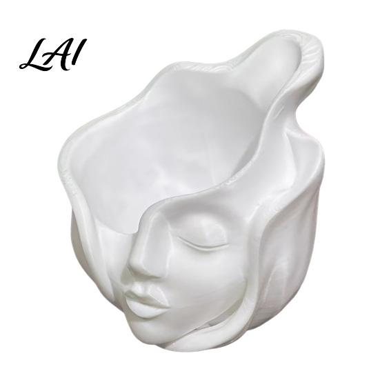 Succulents Plants Container Abstract Human Face Planter Pot 3D Printed Head Shape Succulent Pot Flowerpot for Home Office Balcony Decor