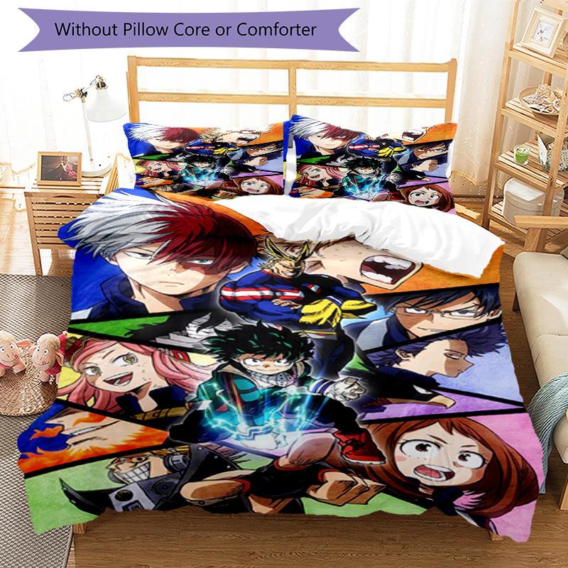 3pcs My Hero Academia Bedding Set Duvet Cover Closure Includes 1 Duvet Cover & 2 Pillowcases, Soft and Comfortable for All Seasons.
