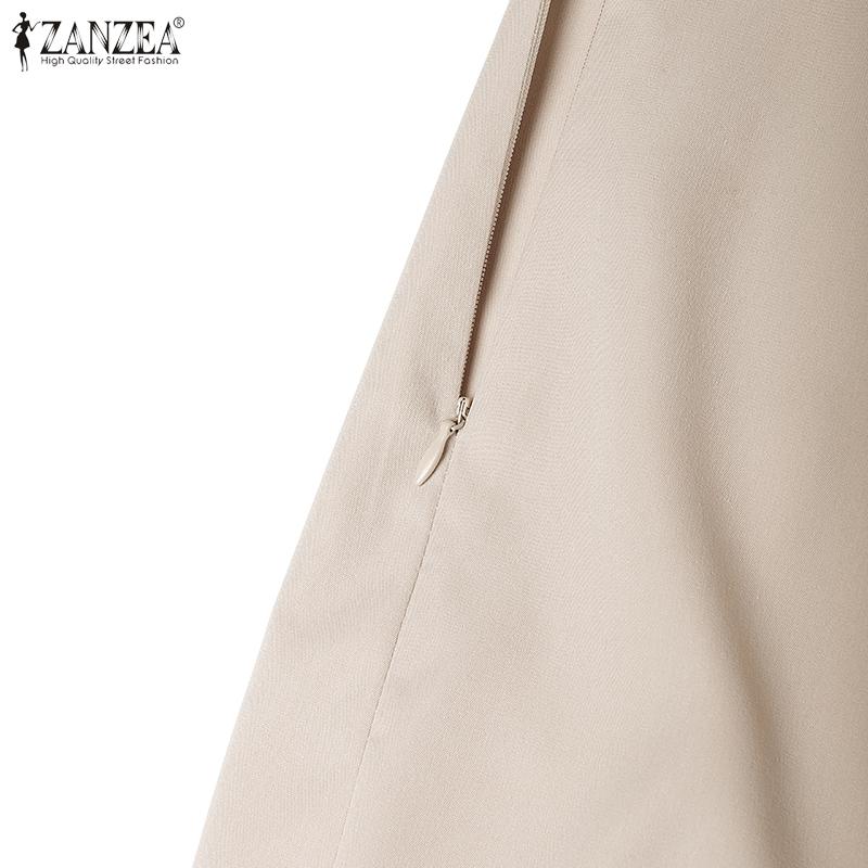 ZANZEA Women Square Collar Casual 3/4 Sleeve Slim Sheath Dress