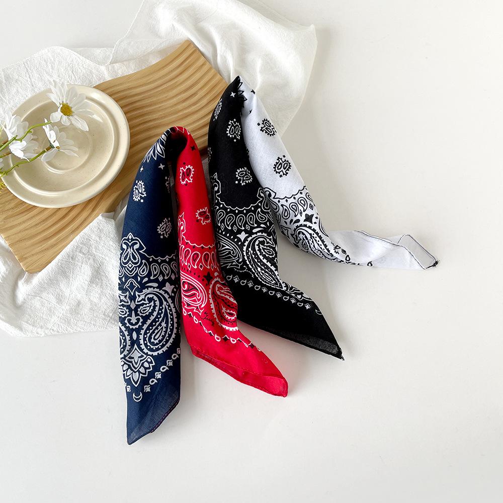 Hip-hop scarf 11cm cotton and linen small square scarf small silk scarf women's new European and American cashew nut printing versatile headscarf