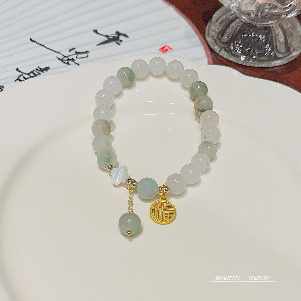 Sweet Fashion Creative Natural Stone Crystal Pearl Bracelet Light Luxury Niche National Wind Couple Bracelet Jewelry Women