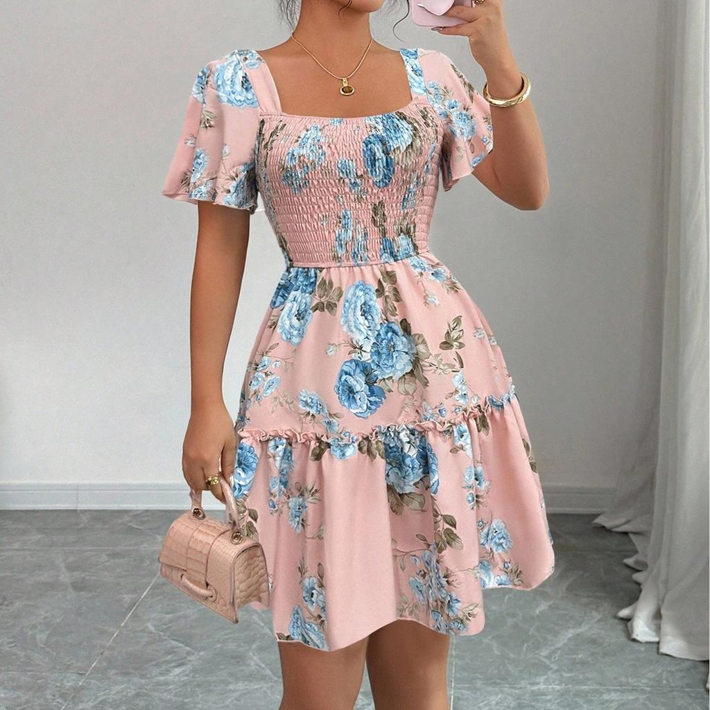 Women's Dress Casual Flowy Dresses R-neck Vocation Boho Beach Sundress