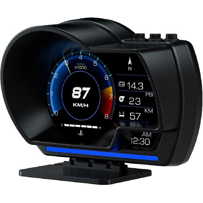 Obd2 Gauge Display Heads Up Display For Cars Car HUD Head Up Display P6, OBD+GPS Smart Gauge, Obd2 Speedometer With Speed,RMP,Water