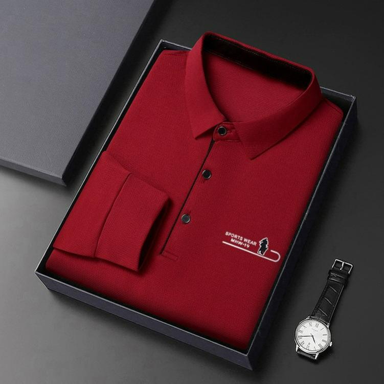 Long-sleeved Polo Shirt Men's Spring and Autumn Casual All-match Lapel Dad Bottoming Shirt T-shirt