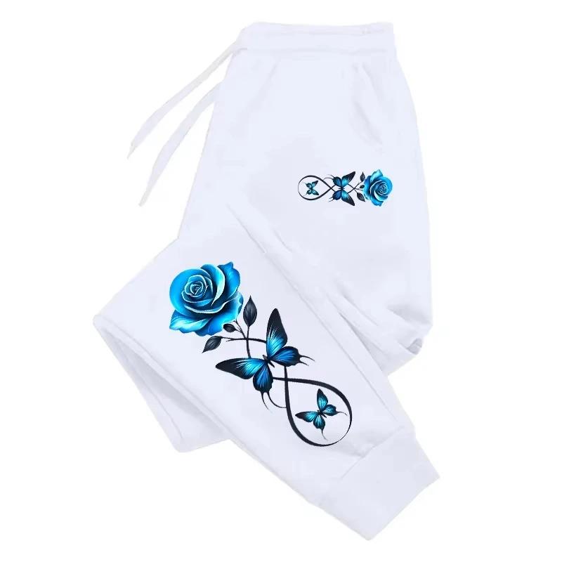 Womens Printing Sweatpants Fashion Casual Jogging Fitness Sport Trousers Street Versatile High Quality Soft Elastic Waist