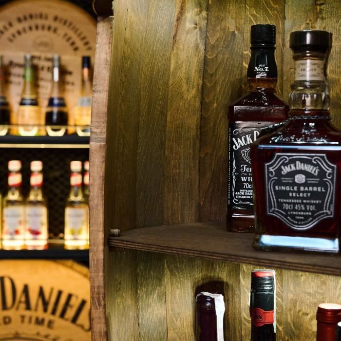 Casier à vin - Creative Cooper - Tonneau en bois avec LED - Pin, casier à alcool, 80x50 cm, Wengé