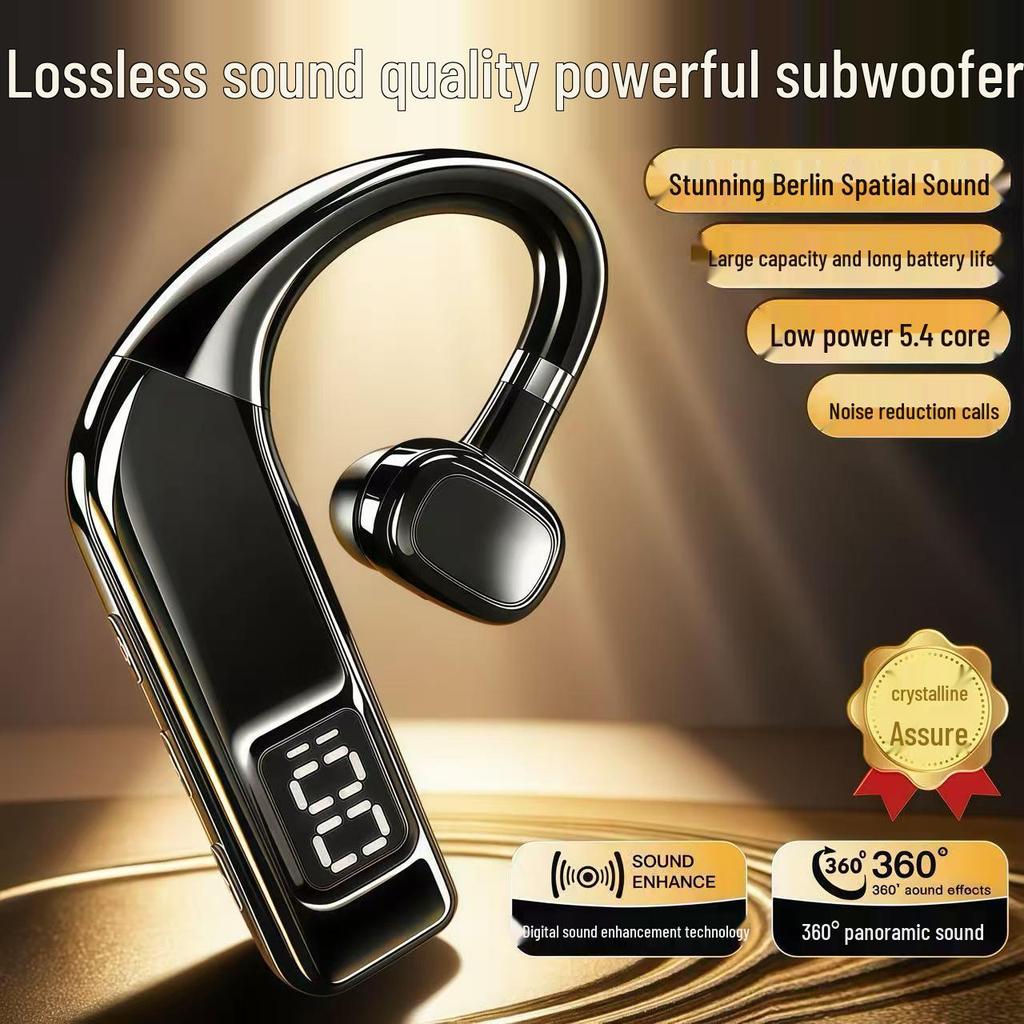 Bluetooth Bone Conduction Ear-hook Headset with Digital Display and Long Battery Life