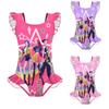 Kids Girls Anime Cartoon POP Singers Rumi Mira Zoey Print Ruffle Sleeveless One-piece Swimsuit Swimwear