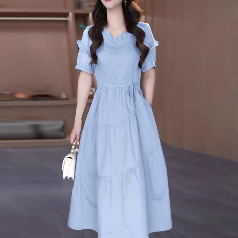 ZANZEA Women Casual V-Neck Loose Summer Short Sleeve Long Dress