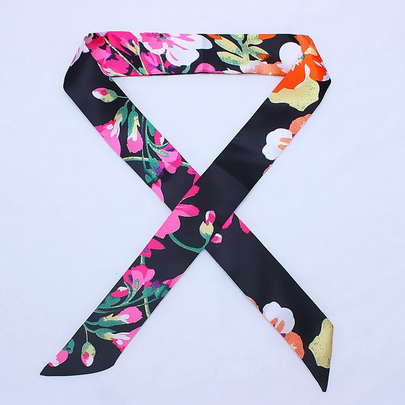 New Fashion Retro Pinrt Bag Luxury Designer Womens Silk Scarf Headwear Long Skinny Tie Scarves Ribbon Accessories Summer