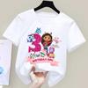 Gabbys Puppenhaus Geburtstag Zahl T-Shirt Mädchen Weiß Rosa Kurzarm T-Shirts Oberteile Baumwolle Sommer Lässig Partyzubehör T-Shirt