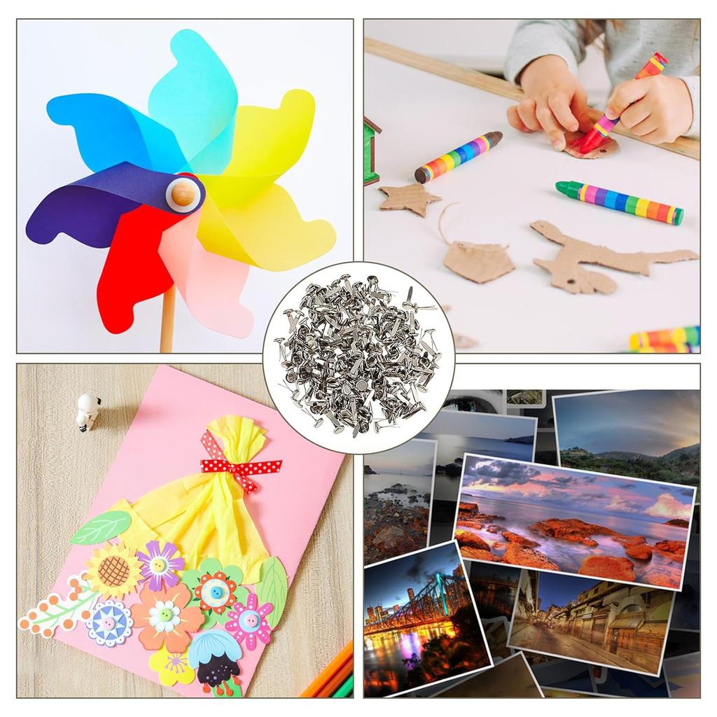 100ks Mini Brads spony se vzorem Kovové spony na papír Zářezy s kulatou hlavou Sponky na papír pro školní scrapbooking