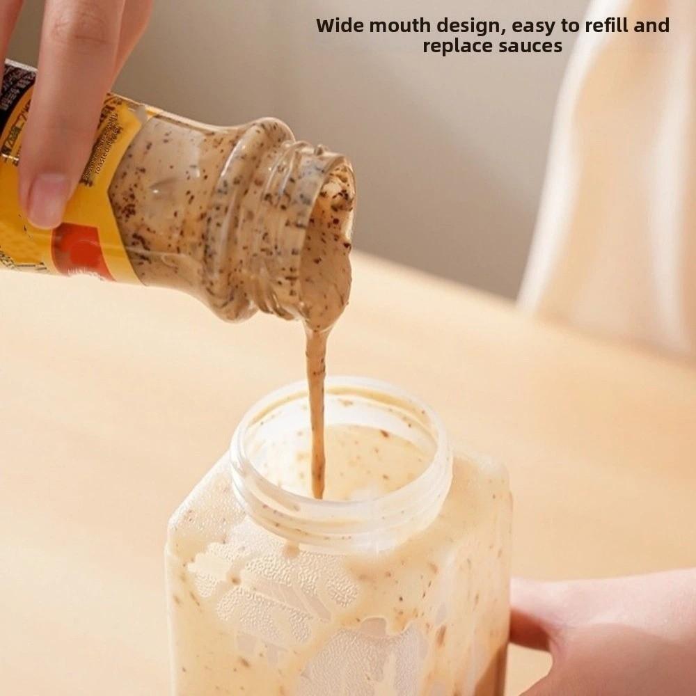 Large Capacity Condiment Dispenser Clear Plastic Sauce Storage Container  Seasoning Storage