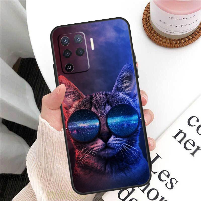 Cute Cat Animal Case For Oppo A98 A58 A78 A18 A38 A60 A80 A40 A77 A57 A17 A74 A54 A94 A96 A76 A16 A15 A5 Pro